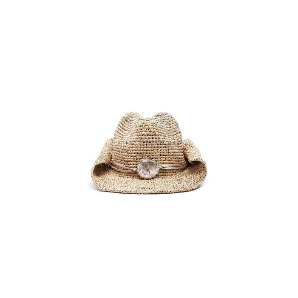 NEW FLORABELLA women's kelly raffia cowboy hat in natural silver